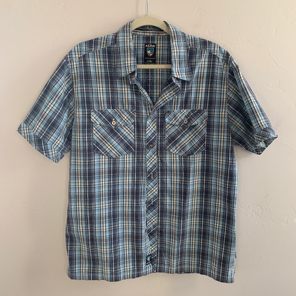 Kuhl Plaid Short Sleeve Button Down Shirt L